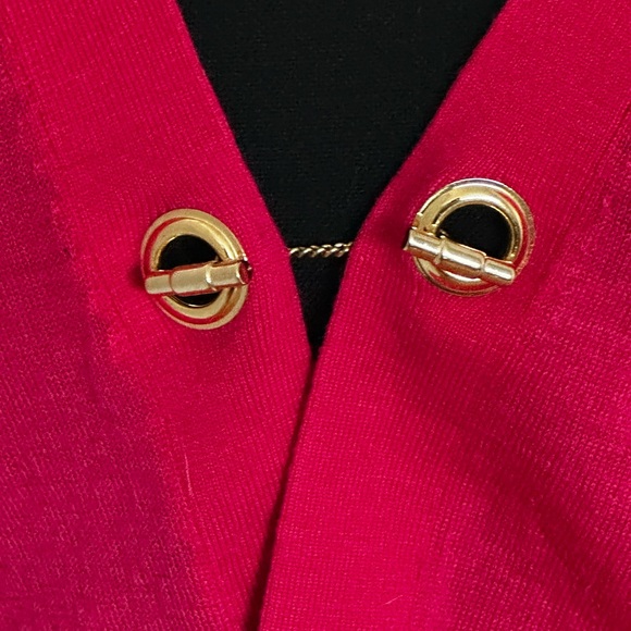 Unique Elie Tahari Hot Pink Merino / Lace Wool Cropped Cardigan - Picture 5 of 9